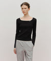 Marithé François Girbaud W Color Point Square Neck Knit Pullover Sky Blue