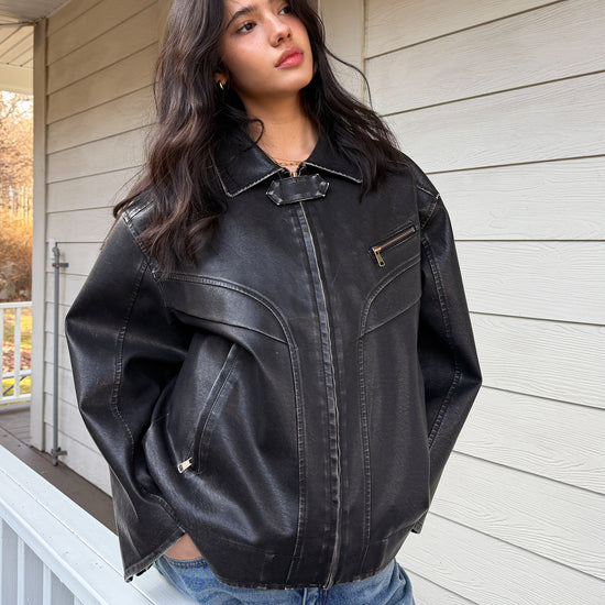 Bitter Cells Vintage Washing Leather Jacket - Black