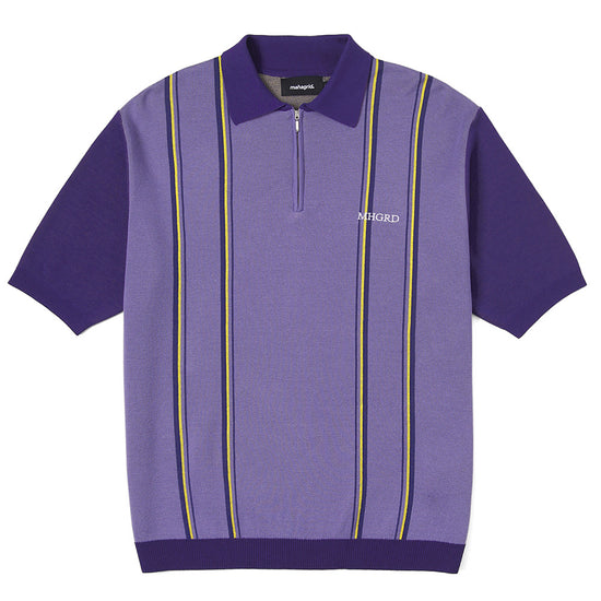 Mahagrid Half Zip Jacquard Polo in Purple