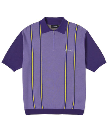 Mahagrid Half Zip Jacquard Polo in Purple