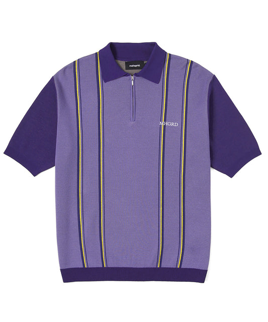 Mahagrid Half Zip Jacquard Polo in Purple