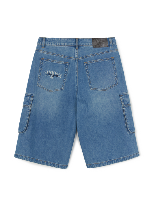 MLB Men's Varsity Vintage Slub Cargo Denim Bermuda Pants