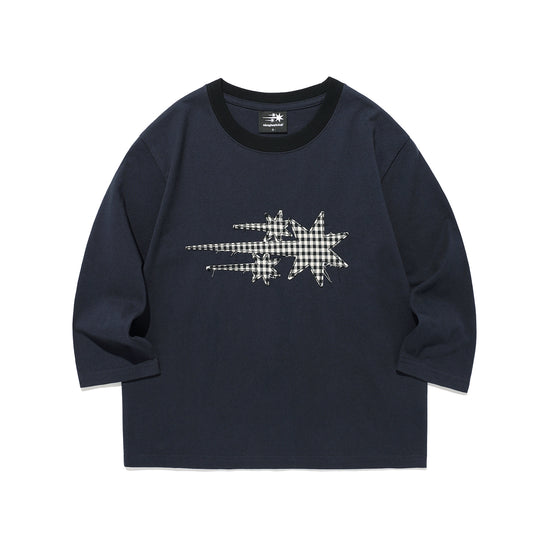 Nice Ghost Club 3 Star Applique 3/4 Sleeve Tee [Navy]