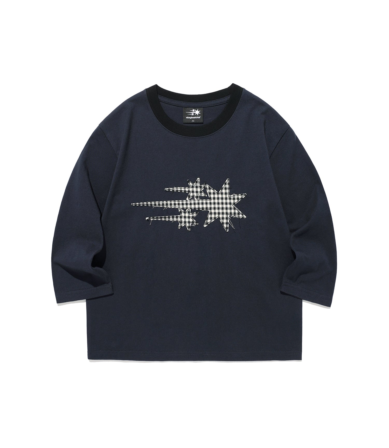 Nice Ghost Club 3 Star Applique 3/4 Sleeve Tee [Navy]