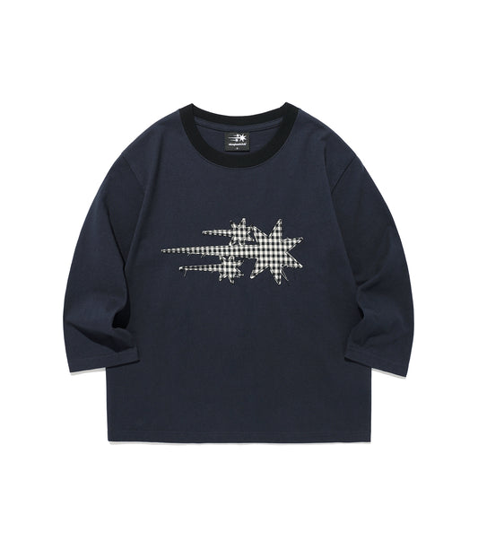 Nice Ghost Club 3 Star Applique 3/4 Sleeve Tee [Navy]