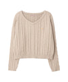 Bitter Cells C.G V Neck Cable Sweater in Beige