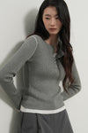 General Idea WOMAN Henry Neck Layered Knit Pullover
