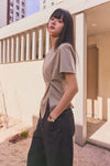General Idea WOMAN Shoulder Padded Twist T-Shirt