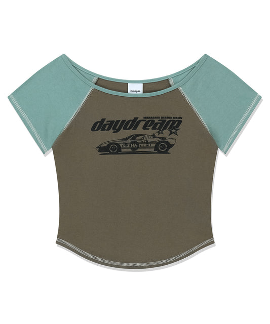 Mahagrid Off Shoulder Raglan Tee