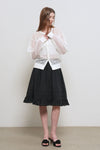 General Idea Woman Lace Flare Midi Skirt [BLACK]