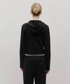 Marithé François Girbaud Women's Slim Fit Crop Hoodie Zip-Up Black