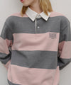 Marithé François Girbaud Classic Logo Stripe Rugby Sweatshirt Blue