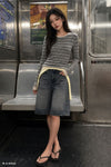 General Idea WOMAN Wide Bermuda Denim Pants