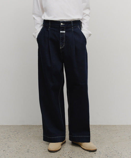 Marithé François Girbaud M Low-Waist Tuck Wide Denim Pants