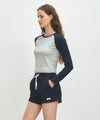 Marithé François Girbaud W BASIC CROP LONG SLEEVE heather gray