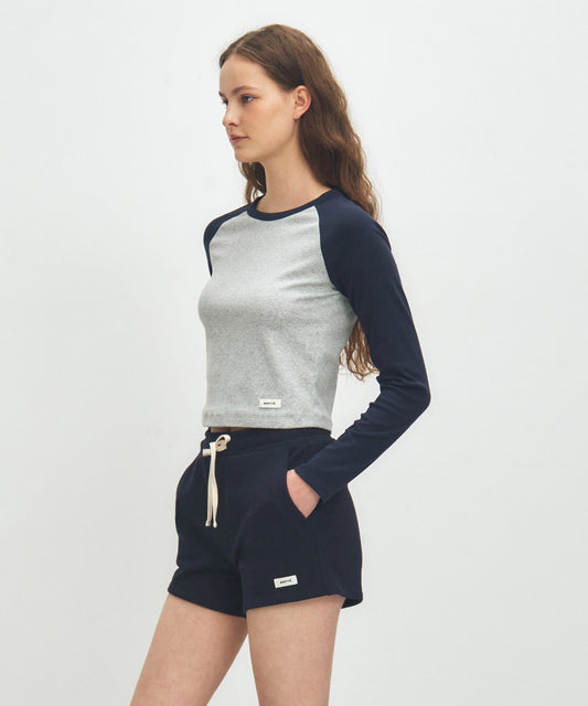 Marithé François Girbaud W BASIC CROP LONG SLEEVE heather gray