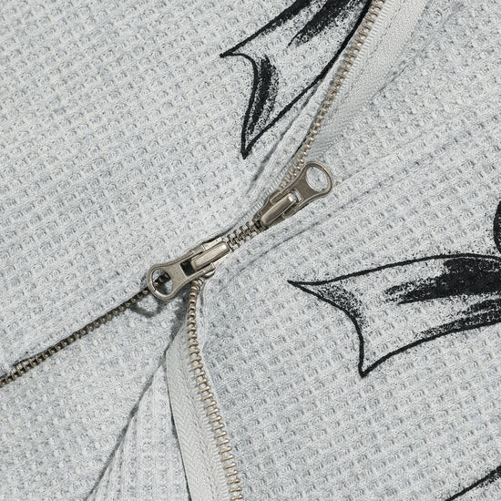 Nice Ghost Club Skull Ribbon Waffle Hoodie Zip Up [Grey]