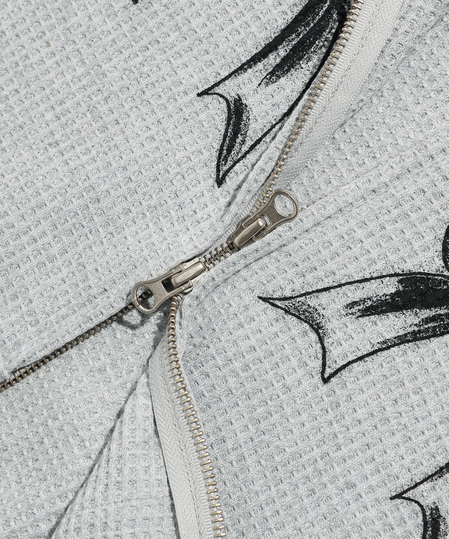 Nice Ghost Club Skull Ribbon Waffle Hoodie Zip Up [Grey]