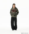 Mahagrid Camo Applique Zip Up Hoodie