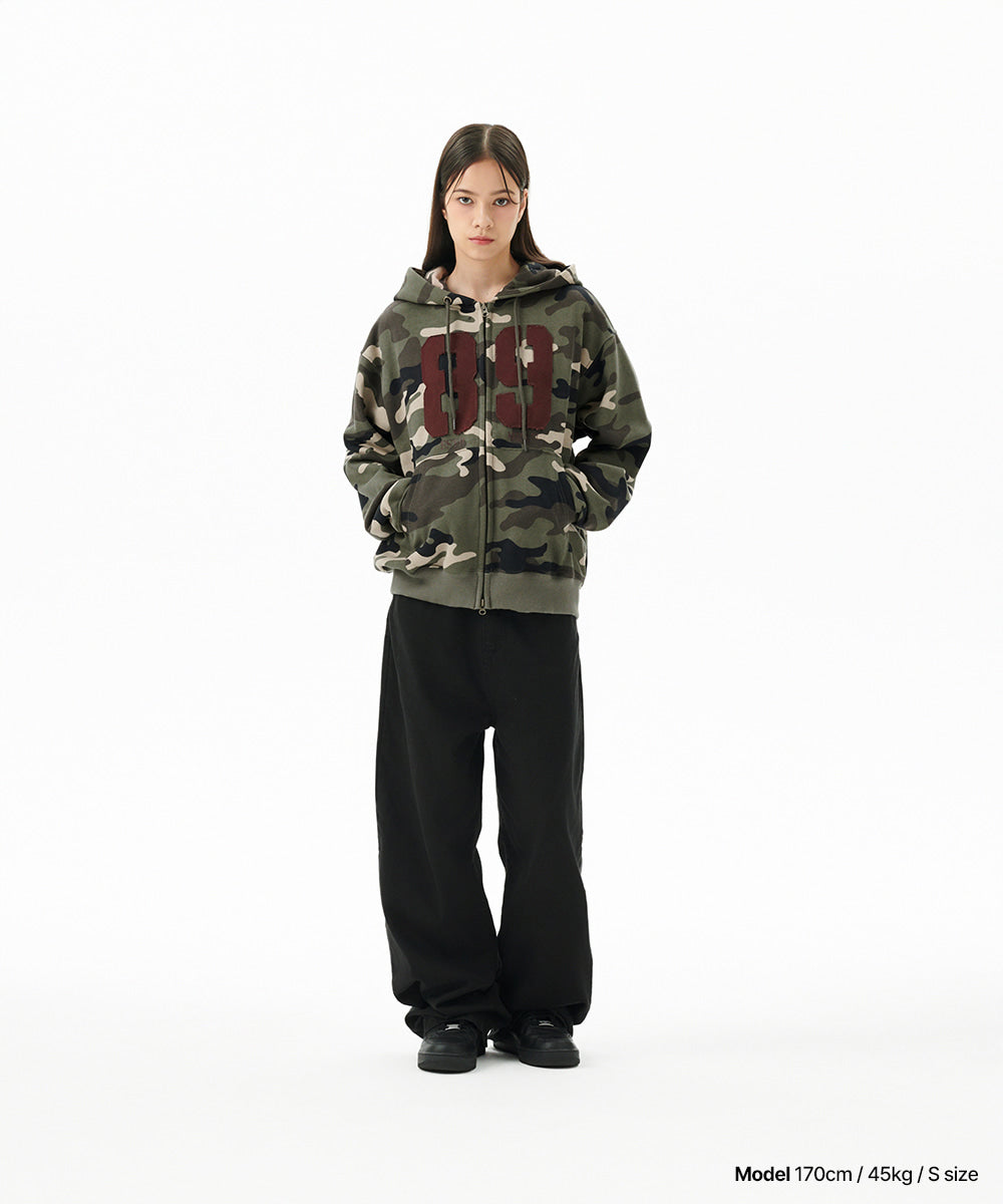 Mahagrid Camo Applique Zip Up Hoodie