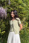General Idea RUPITA PICK WOMAN Temperature-Cut Crew Neck Half Cardigan in Sage Mint