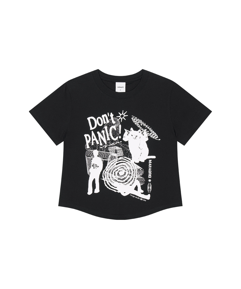 Mahagrid DON'T PANIC ROUND CROP TEE