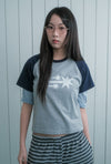 Nice Ghost Club 3 Star Dot Raglan Crop Tee