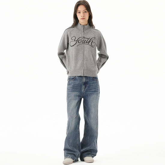 Mahagrid Youth Zip Up Cardigan [Grey]