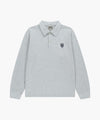 Marithé François Girbaud CREST LOGO JERSEY POLO LONG SLEEVE Light Heather Gray