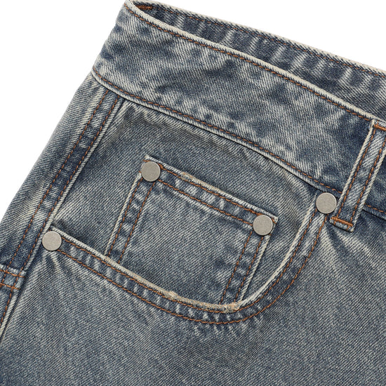 Nice Ghost Club Layered Mesh Denim Shorts