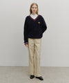 Marithé François Girbaud V-NECK KNIT PULLOVER navy