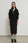 General Idea WOMAN High-Neck Zip-Up Wrap Dress [BLACK]