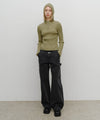 Marithé François Girbaud W BALACLAVA HOODIE SLIM KNIT Light Olive