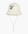 Marithé François Girbaud Kids Bear Embroidery Round Bucket Hat Light Blue