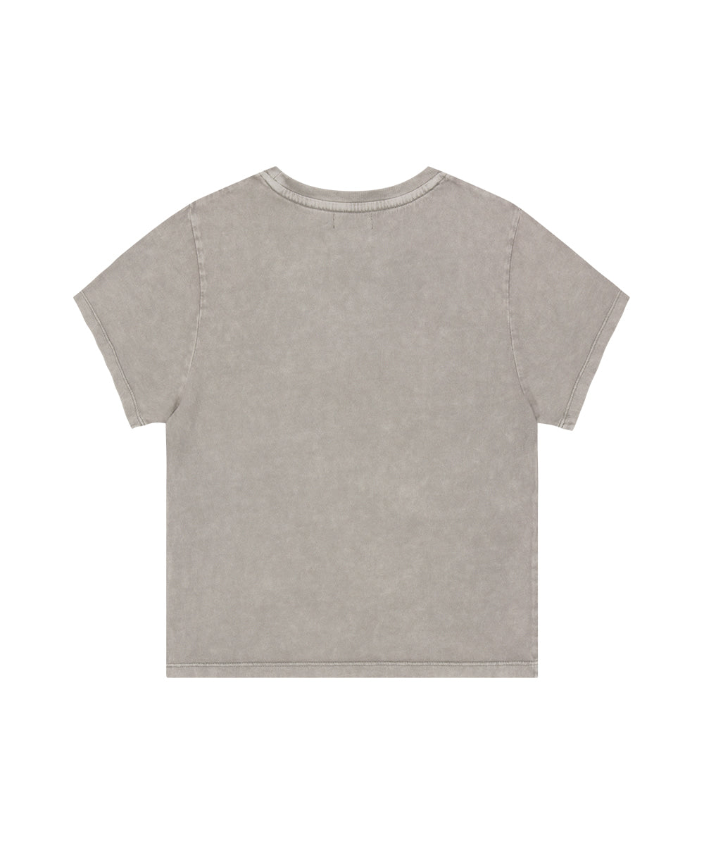 Mahagrid Washed Flag Crop Tee in Beige