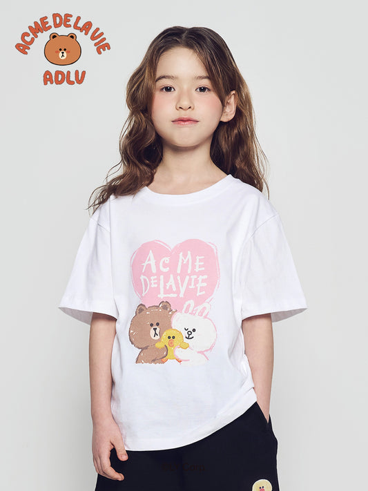 ADLV Kids Heart Line Friends Short Sleeve T-Shirt