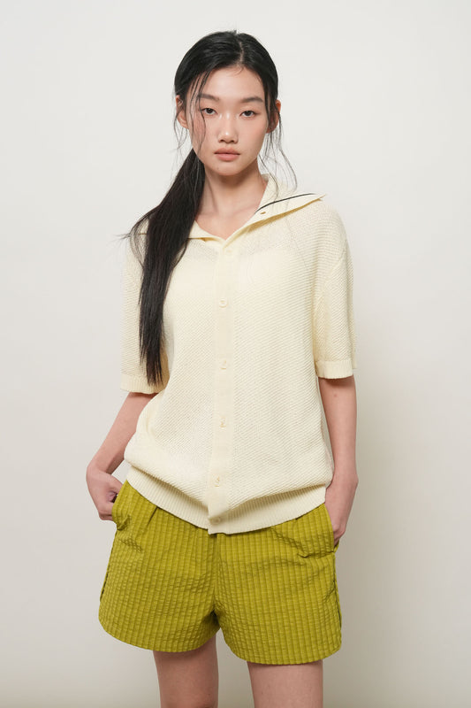 General Idea UNISEX Color-Block Line Collar Cardigan
