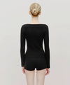Marithé François Girbaud Women's Circle Logo Neck Point Knit Black