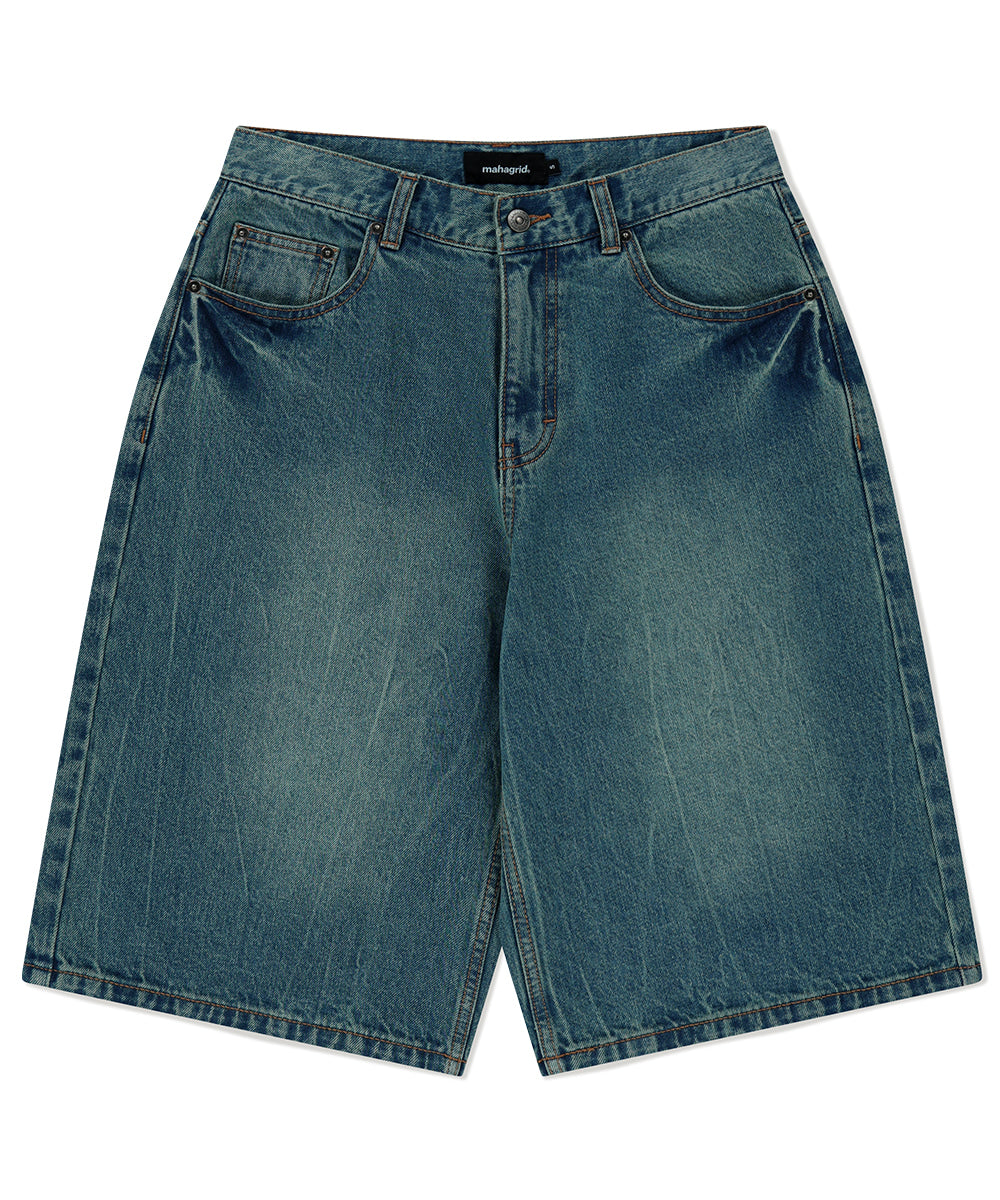 Mahagrid Mud Washing Denim Short