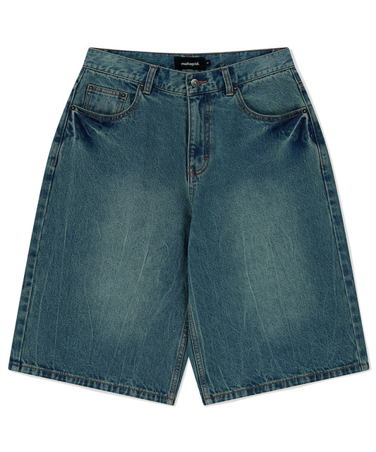 Mahagrid Mud Washing Denim Short