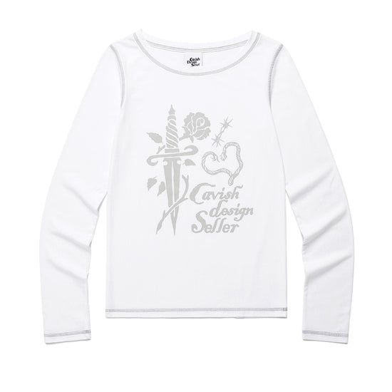 Cavish Women's Rose Long Sleeve Tee [White]