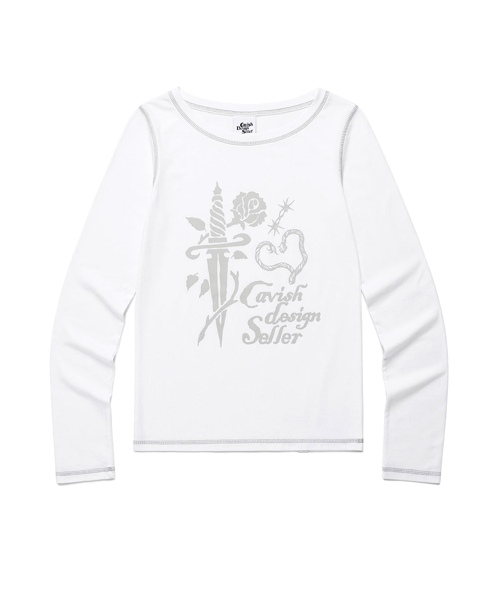 Cavish Women's Rose Long Sleeve Tee [White]