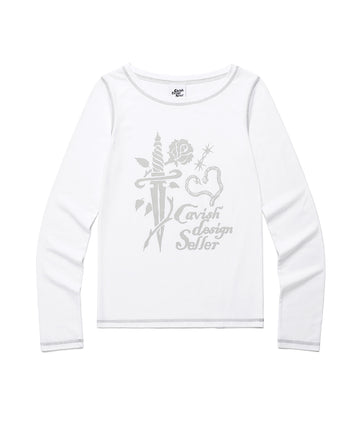 Cavish Women's Rose Long Sleeve Tee [White]