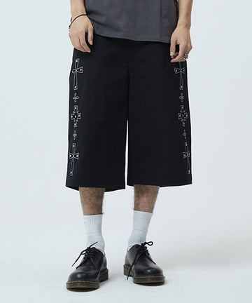 Mahagrid Cross Stud Twill Shorts