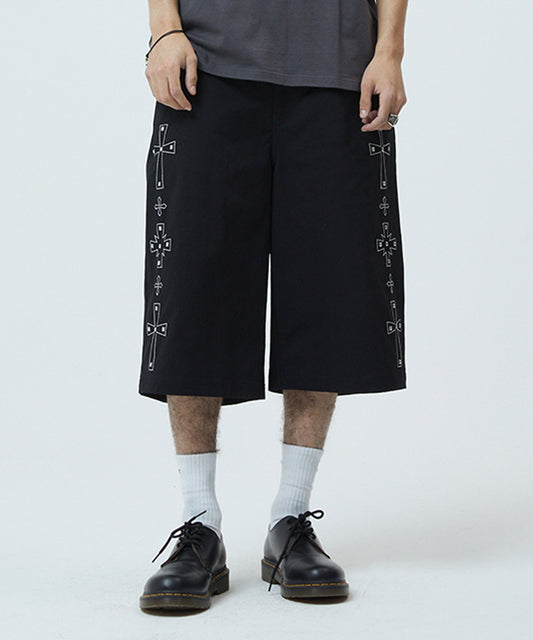 Mahagrid Cross Stud Twill Shorts