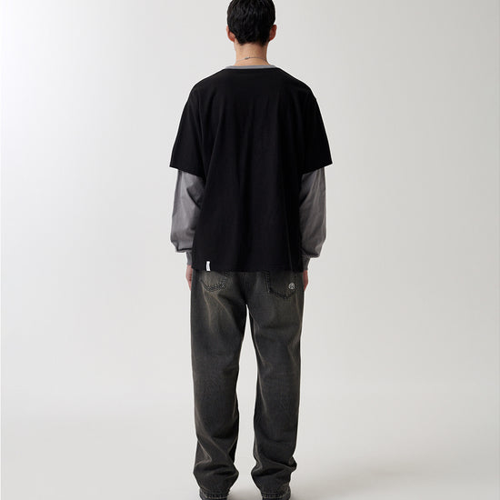 Mahagrid Banner Logo Layered Long Sleeve T-Shirt [Black]