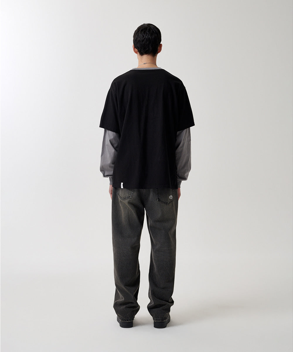 Mahagrid Banner Logo Layered Long Sleeve T-Shirt [Black]