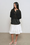 General Idea WOMAN Sheer Henley Neck Pullover
