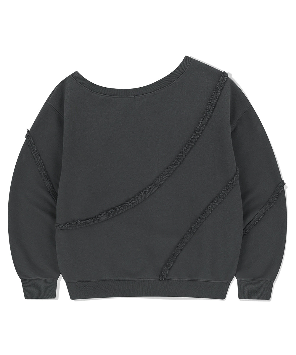 Mahagrid Cut Off One Shoulder Sweatshirt