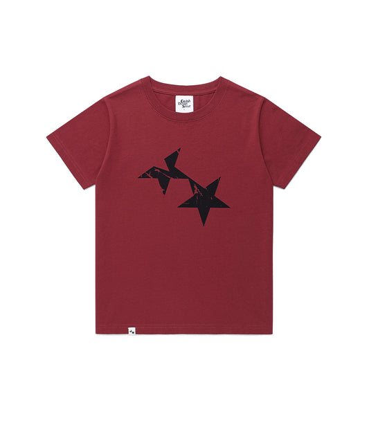 Cavish W Twin Star Short Sleeve Tee [Burgundy]